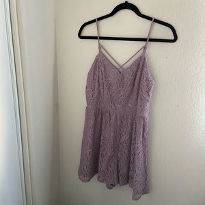 Purple zip up romper